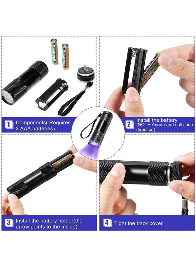 Roceei 10-Piece UV Blacklight Flashlights, LED Flashlights, Compact, Portable, Non-Slip Grip, Purple Light, Detects Pet Stains, Urine, Scorpions, Currency, ID Cards, Gas Leaks - Image 3
