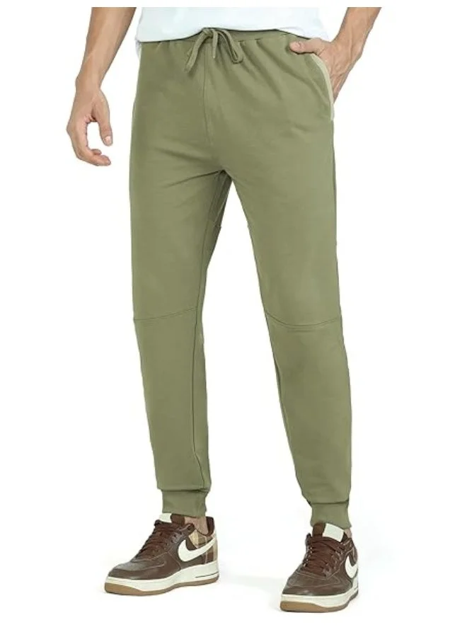 اكس واي اكس اكس Men Terry Cotton-Blend Joggers, Regular Fit, Solid, Pack of 1, XYJOG19L, Tea White, L