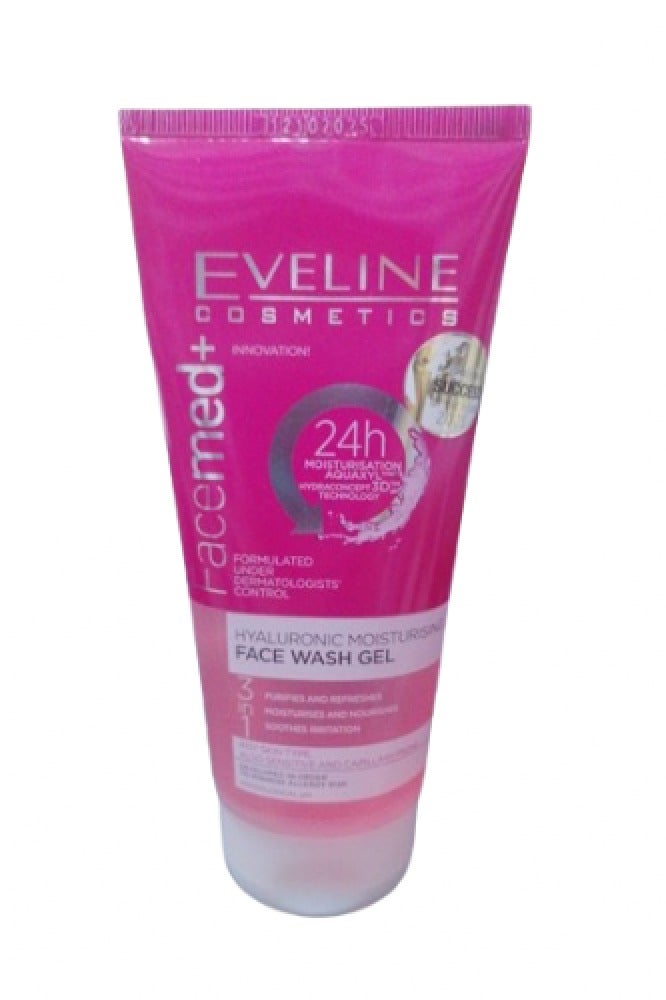 EVELINE COSMETICS Eveline Facemed+ Hyaluronic 3-In-1 Moisturising Face Wash Gel, Alcohol Free, All Skin Types, 150ml