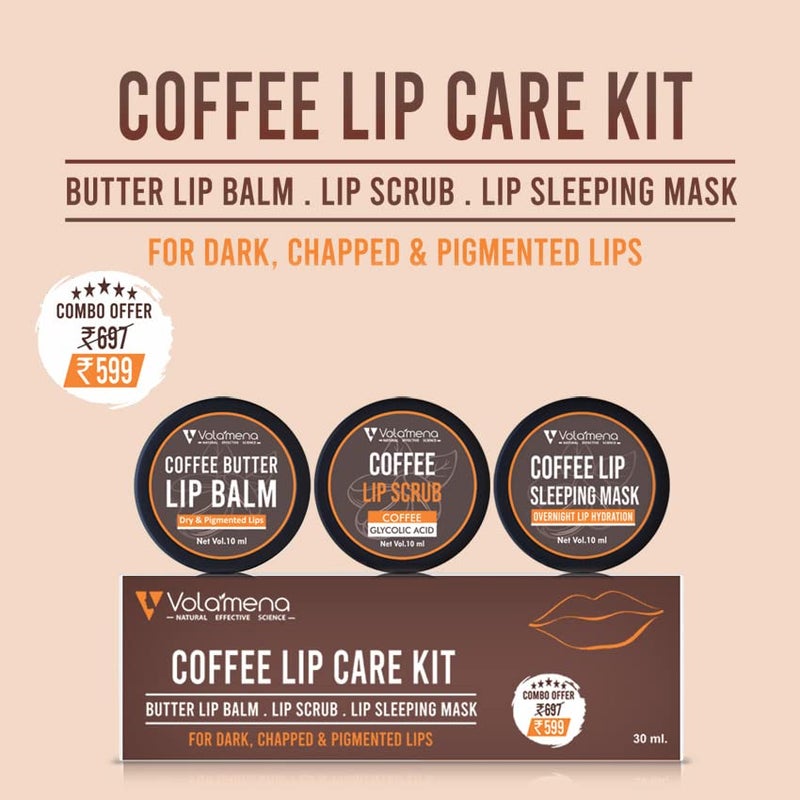 VOLAMENA WITH DEVICE Volamena Coffee Lip Care Kit 30ml Scrub Balm Mask Set Repairs Dry Chapped Lips Reduces Pigmentation Moisturizes Softens for Smooth Healthy Pout - Image 3