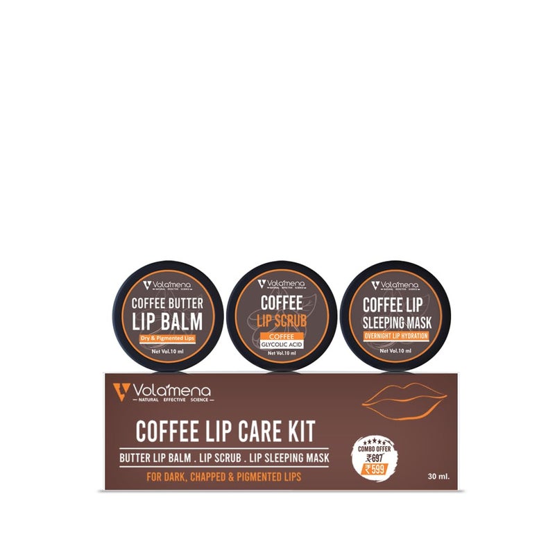 VOLAMENA WITH DEVICE Volamena Coffee Lip Care Kit 30ml Scrub Balm Mask Set Repairs Dry Chapped Lips Reduces Pigmentation Moisturizes Softens for Smooth Healthy Pout - Image 1