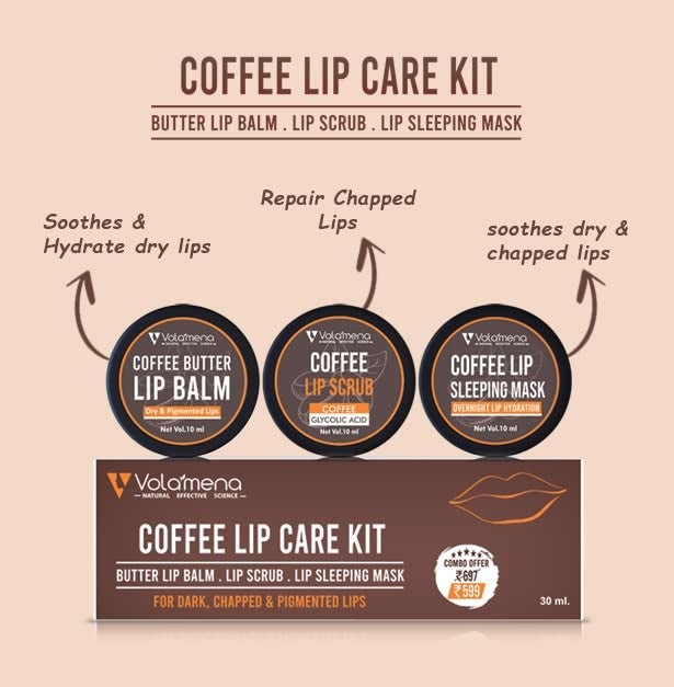 VOLAMENA WITH DEVICE Volamena Coffee Lip Care Kit 30ml Scrub Balm Mask Set Repairs Dry Chapped Lips Reduces Pigmentation Moisturizes Softens for Smooth Healthy Pout - Image 4