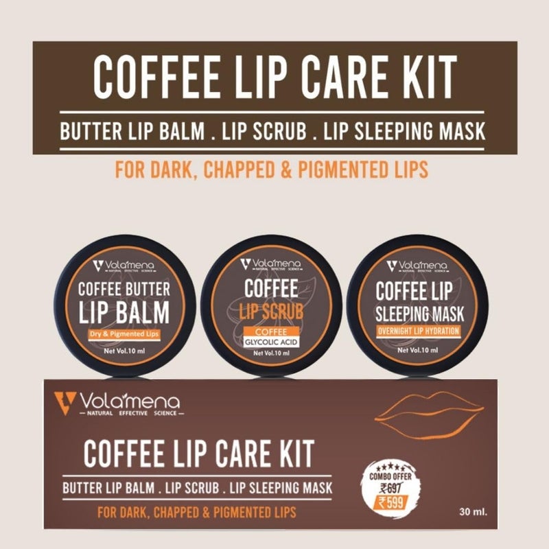 VOLAMENA WITH DEVICE Volamena Coffee Lip Care Kit 30ml Scrub Balm Mask Set Repairs Dry Chapped Lips Reduces Pigmentation Moisturizes Softens for Smooth Healthy Pout - Image 2