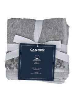 Cannon 4-Piece Super Soft Cotton Jacquard Towel Set Light Grey 33 x 33 cm F-T-CN-E25-JQ-LGY  - Image 1
