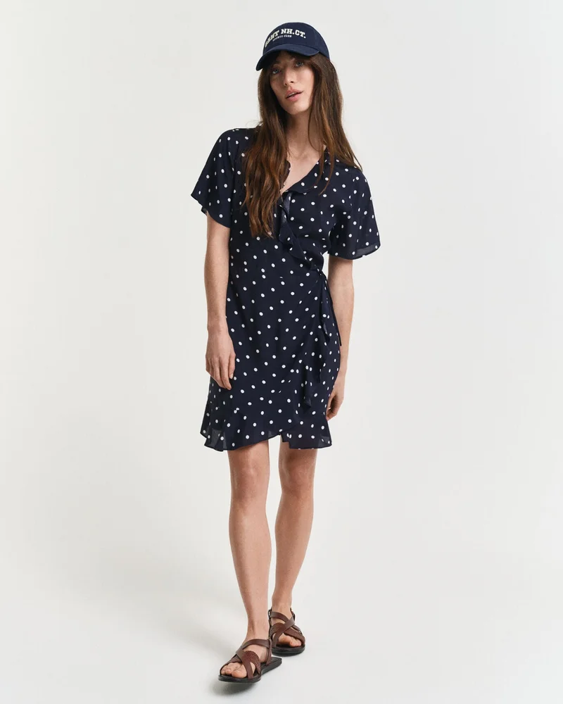 GANT Regular Dot Print Frill Dress