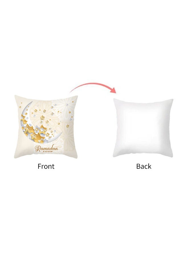 تشيلور 4 قطع من أغطية وسائد رمضانية، أغطية وسائد رمضانية مزخرفة، أغطية وسائد مربعة بطبعة قمر، ناعمة ومريحة، مناسبة للحفلات والمنزل، 18 × 18 بوصة، لون أبيض. - Image 5