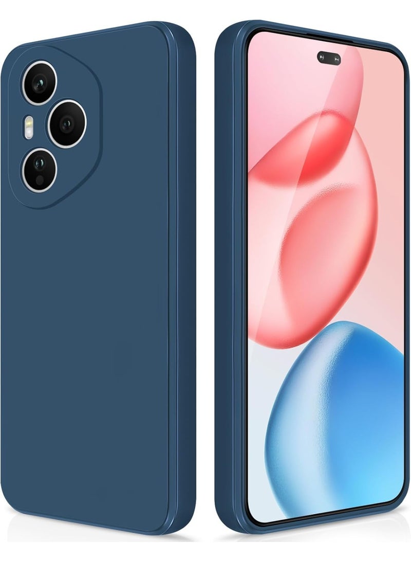 جراب متوافق مع هاتف Honor 400 Pro، جراب سيليكون سائل عالي الجودة، جراب حماية شامل للهاتف المحمول، مقاوم للخدش، مصنوع من ألياف دقيقة ناعمة (أزرق) - Image 1