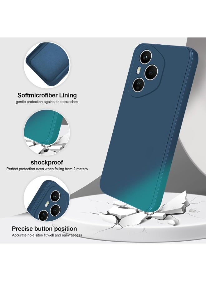 جراب متوافق مع هاتف Honor 400 Pro، جراب سيليكون سائل عالي الجودة، جراب حماية شامل للهاتف المحمول، مقاوم للخدش، مصنوع من ألياف دقيقة ناعمة (أزرق) - Image 2