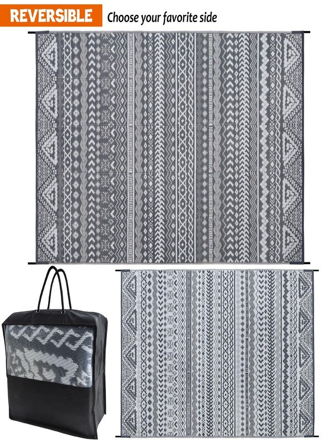 SAND MINE Reversible Mat, Indoor Outdoor Rug Carpet, Reversible Patio Rug, RV Camping Rug, Plastic Straw Rug, Large Floor Mat for RV, Patio, Backyard, Picnic, Camping, Grey & White, 6' x 9' - Image 3
