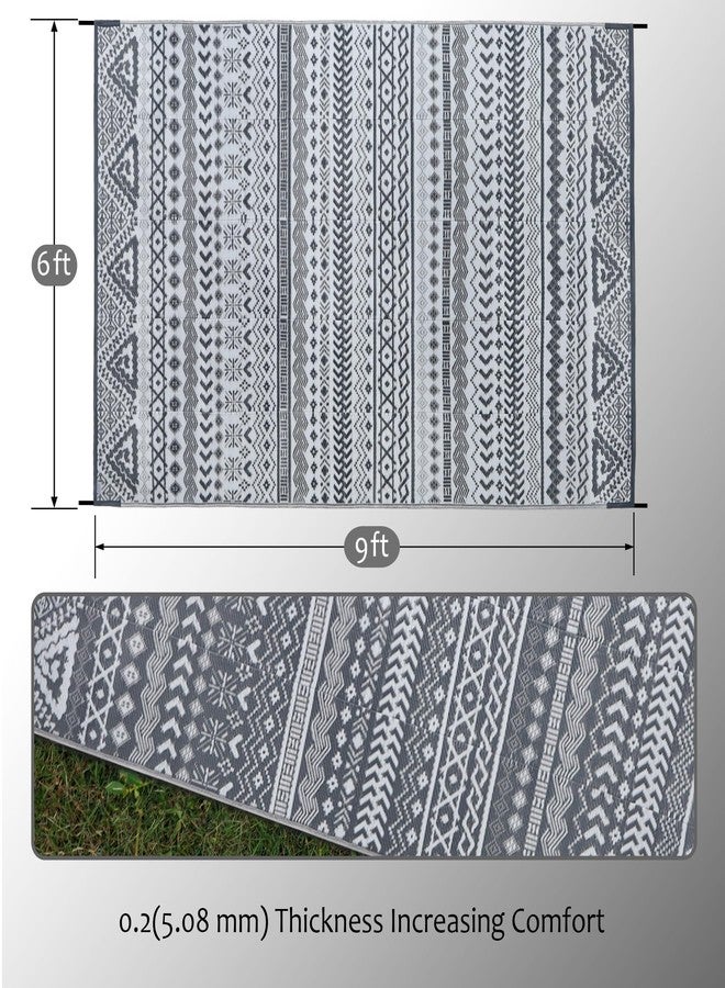 SAND MINE Reversible Mat, Indoor Outdoor Rug Carpet, Reversible Patio Rug, RV Camping Rug, Plastic Straw Rug, Large Floor Mat for RV, Patio, Backyard, Picnic, Camping, Grey & White, 6' x 9' - Image 2