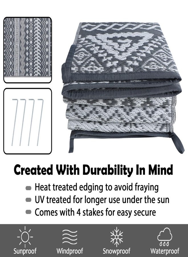 SAND MINE Reversible Mat, Indoor Outdoor Rug Carpet, Reversible Patio Rug, RV Camping Rug, Plastic Straw Rug, Large Floor Mat for RV, Patio, Backyard, Picnic, Camping, Grey & White, 6' x 9' - Image 4