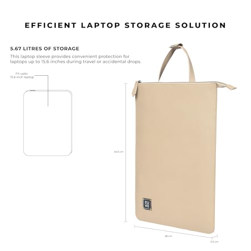 EUME Tech Case Laptop Sleeve 15.6 Inch | Laptop Cover, MacBook Sleeve | Padded Compartment | Vegan Leather Fabric | Fits Up to 15.6" Laptop & MacBook - Ivory - Image 2