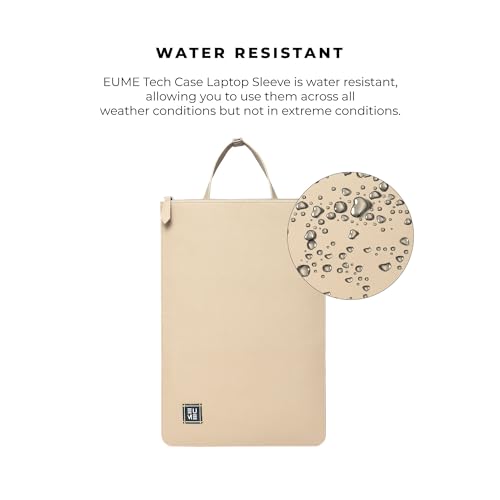 EUME Tech Case Laptop Sleeve 15.6 Inch | Laptop Cover, MacBook Sleeve | Padded Compartment | Vegan Leather Fabric | Fits Up to 15.6" Laptop & MacBook - Ivory - Image 5