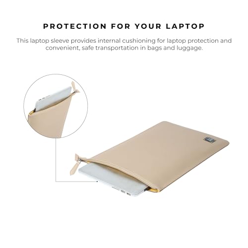 EUME Tech Case Laptop Sleeve 15.6 Inch | Laptop Cover, MacBook Sleeve | Padded Compartment | Vegan Leather Fabric | Fits Up to 15.6" Laptop & MacBook - Ivory - Image 4