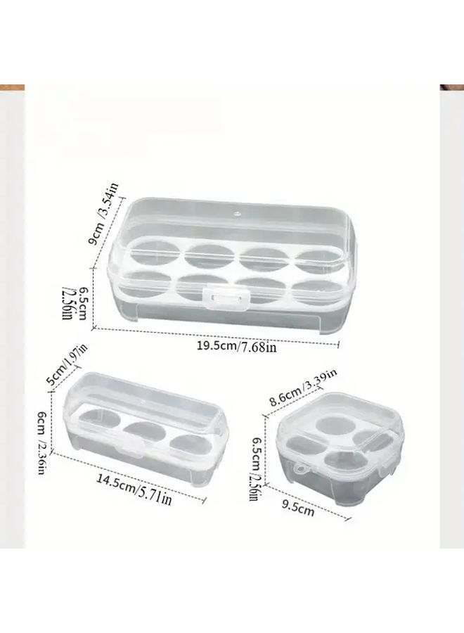Egg Holder Camping With Lid Portable Egg Tray For Fridge Stackable Egg Storage Shockproof Egg Container Clear White 8 Pack - Image 3