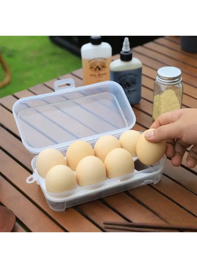 Egg Holder Camping With Lid Portable Egg Tray For Fridge Stackable Egg Storage Shockproof Egg Container Clear White 8 Pack - Image 2