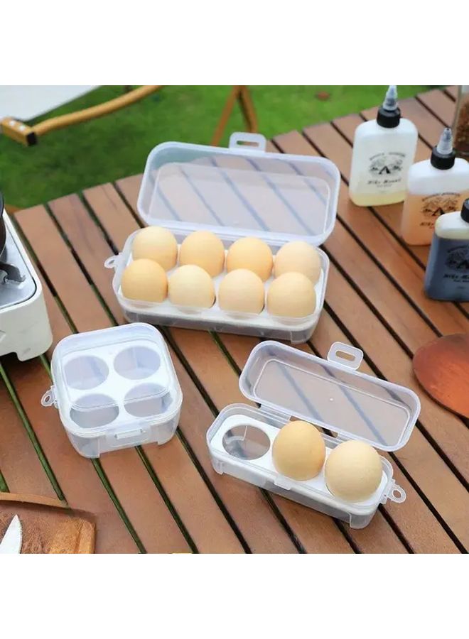 Egg Holder Camping With Lid Portable Egg Tray For Fridge Stackable Egg Storage Shockproof Egg Container Clear White 8 Pack - Image 1