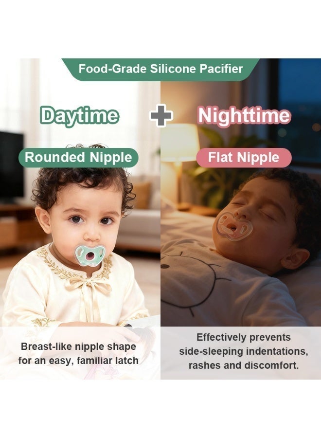 BBMORE 2-Pack Silicone Baby Pacifier, Newborn Baby Pacifier with Storage Case, 2 Lanyards & 1 Finger Brush, BPA-Free, Easy to Clean & Ultra-Light for Newborns, Infants & Toddlers (0–24 Months) - Image 2