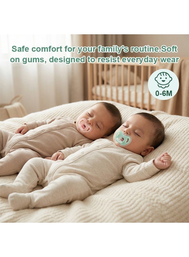 BBMORE 2-Pack Silicone Baby Pacifier, Newborn Baby Pacifier with Storage Case, 2 Lanyards & 1 Finger Brush, BPA-Free, Easy to Clean & Ultra-Light for Newborns, Infants & Toddlers (0–24 Months) - Image 5