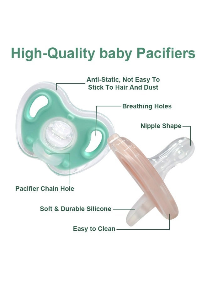BBMORE 2-Pack Silicone Baby Pacifier, Newborn Baby Pacifier with Storage Case, 2 Lanyards & 1 Finger Brush, BPA-Free, Easy to Clean & Ultra-Light for Newborns, Infants & Toddlers (0–24 Months) - Image 4