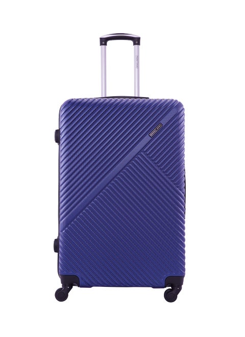 Aurora Checked-In Luggage Medium (24-Inch) ABS Hard Case Trolley Bag with 4 Spinner Wheels and Lock - Navy Blue
