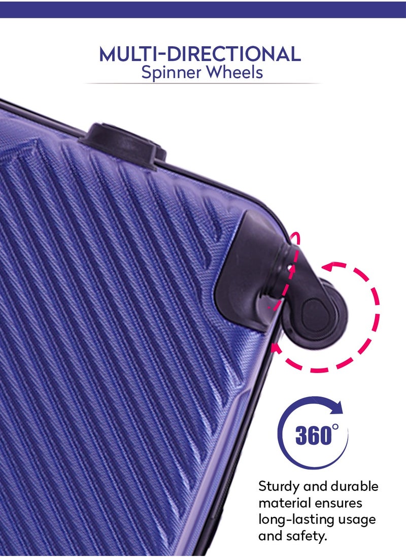 PARAJOHN Aurora Checked-In Luggage Medium (24-Inch) ABS Hard Case Trolley Bag with 4 Spinner Wheels and Lock - Navy Blue  - Image 3