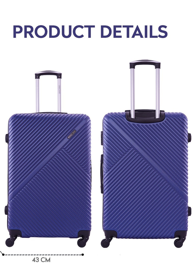 PARAJOHN Aurora Checked-In Luggage Medium (24-Inch) ABS Hard Case Trolley Bag with 4 Spinner Wheels and Lock - Navy Blue  - Image 4