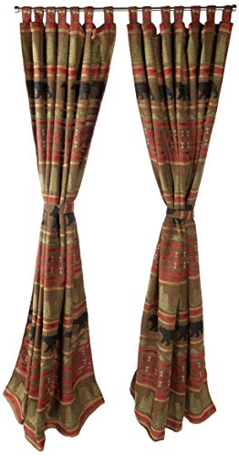 CARSTENS, INC. Woven Chenille Curtain Panel Set, 2 Panels (54" x 84" Each), Bear Country - Image 1