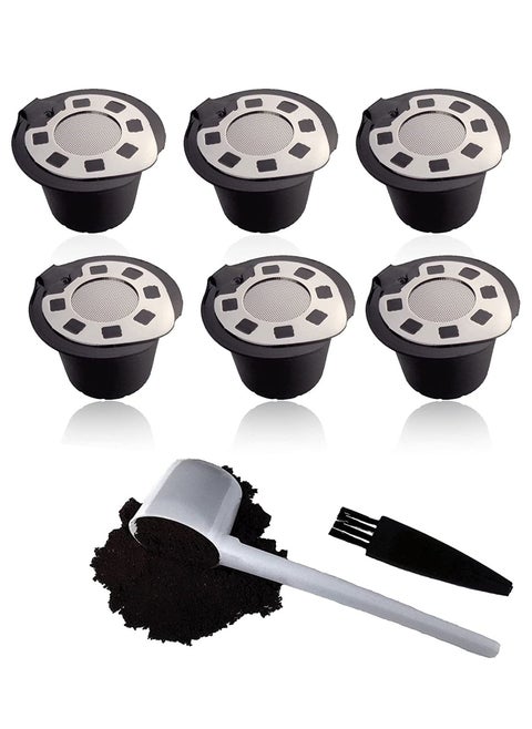 Refillable Capsules for Compatible with Nespresso,Silver Reusable Coffee Capsule Pods for Compatible with Nespresso Machines with Coffee Spoon with Brush