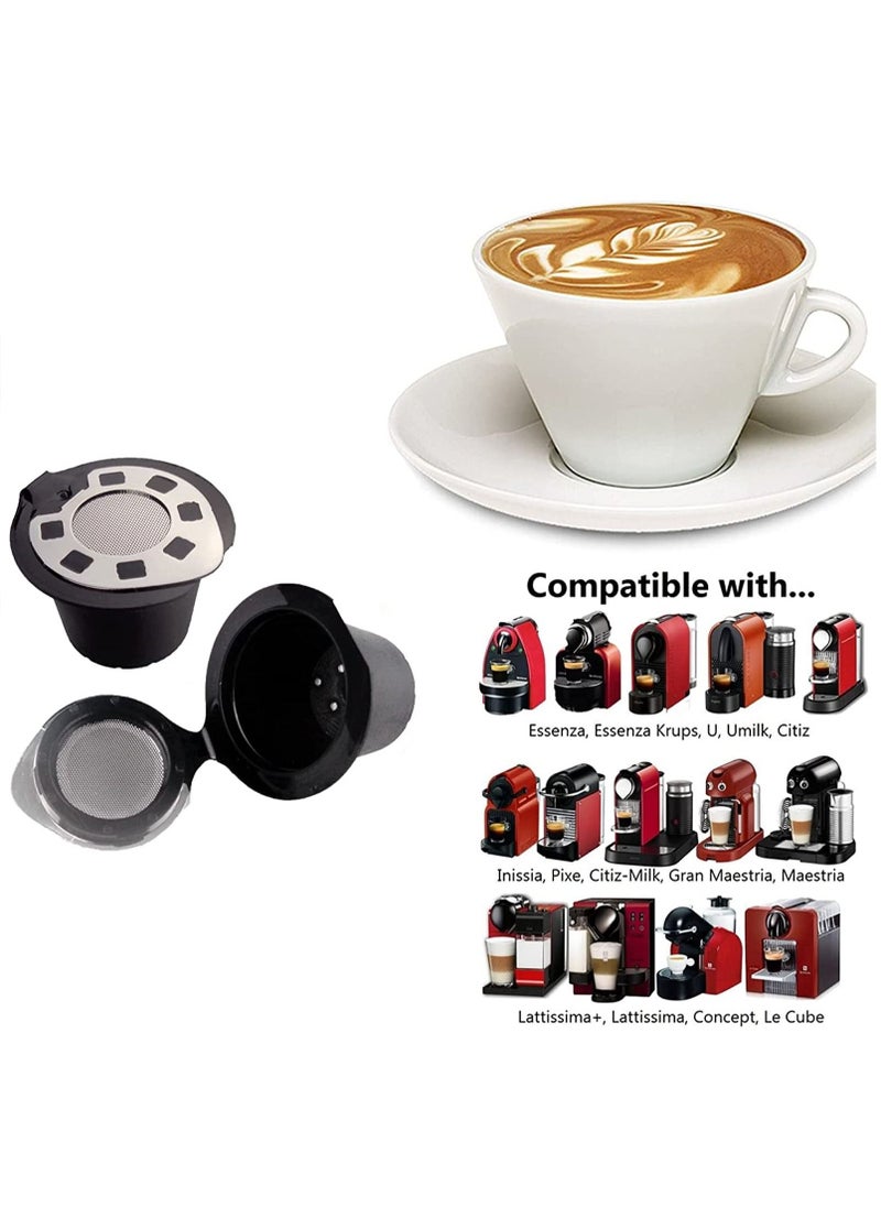 Generic - Refillable Capsules for Compatible with Nespresso,Silver Reusable Coffee Capsule Pods for Compatible with Nespresso Machines with Coffee Spoon with Brush - Image 1