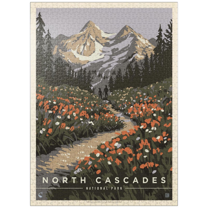 MyPuzzle.com MyPuzzle North Cascades National Park Summer Hike Vintage Poster Premium 1000 Piece Jigsaw Puzzle for Adults - Image 3