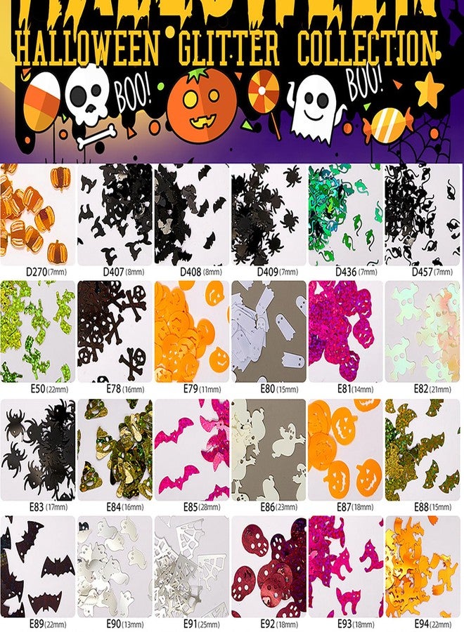 RoseFlower Rose Flower Holographic Chunky Glitter, 6 Boxes Mixes Sequins 3D Holographic Pattern Halloween Theme Festival, Pumpkin Bat Ghost Witch Halloween Confetti Glitter for DIY Nail Art Halloween Party - Image 3