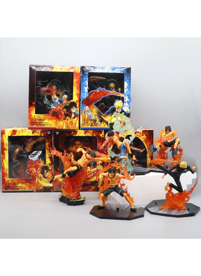 Generic - One Piece Anime Figurines Fire Fist Luffy Ace Ghost Sword Zoro Devil Wind Leg Sanji Model Toys Peripheral Decorations-Color:Second Generation Bath Fire Ace (bag) - Image 1