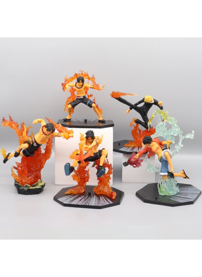 Generic - One Piece Anime Figurines Fire Fist Luffy Ace Ghost Sword Zoro Devil Wind Leg Sanji Model Toys Peripheral Decorations-Color:Second Generation Bath Fire Ace (bag) - Image 1