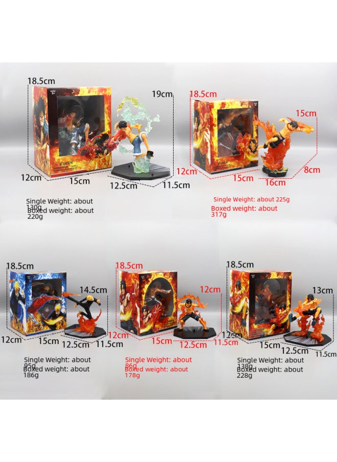 Generic - One Piece Anime Figurines Fire Fist Luffy Ace Ghost Sword Zoro Devil Wind Leg Sanji Model Toys Peripheral Decorations-Color:Second Generation Bath Fire Ace (bag) - Image 1
