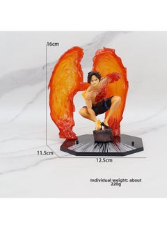 One Piece Anime Figurines Fire Fist Luffy Ace Ghost Sword Zoro Devil Wind Leg Sanji Model Toys Peripheral Decorations-Color:Second Generation Bath Fire Ace (bag)