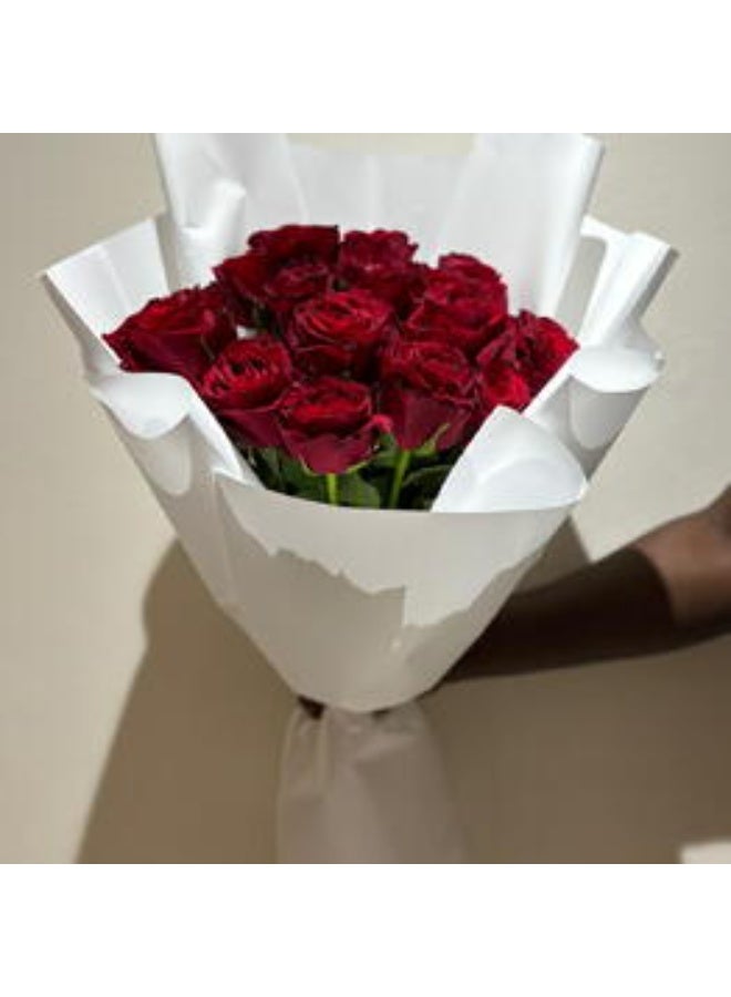 Premium 10 Fresh Live Red Roses Bouquet