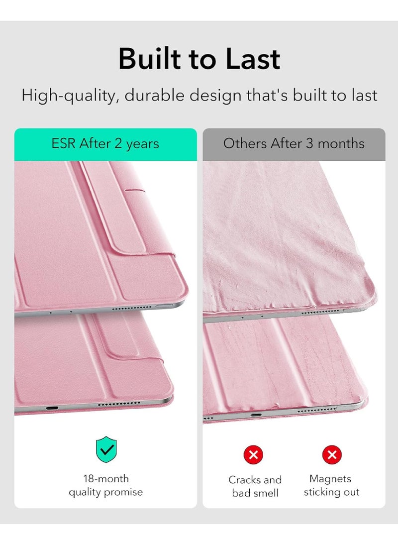 روك بو حافظة لجهاز iPad Pro مقاس 13 بوصة (M5/M4) 2025/2024، مزودة بمغناطيس قوي، وحامل ثلاثي الطيات، تدعم قلم Pencil Pro وقلم Pencil (USB-C)، وخاصية الإيقاظ/السكون التلقائي، وحماية متينة، وسلسلة Rebound، لون وردي - Image 5