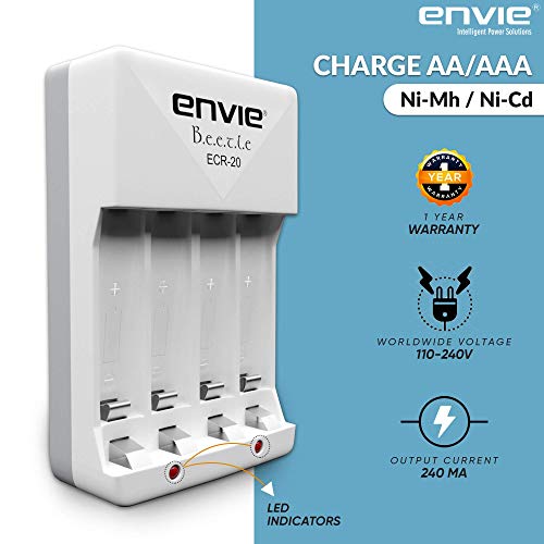 ENVIE® (ECR2028008002PL) Beetle High Speed Wall Plug Charger ECR 20 for AA & AAA Ni-mh/Ni-cd Rechargeable Batteries with 2 xAA2800 & 2xAAA800 Infinite Plus Rechargeable Batteries & LED Indicator - Image 3
