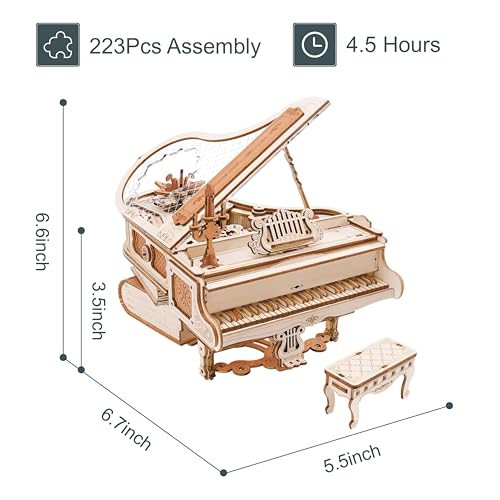 RoWood 3D Puzzles for Adults,DIY Music Box Gifts,Wooden Magic Piano Model Kits,Mechanical Wooden Puzzles,Music Box for Adults, Friends - Image 4