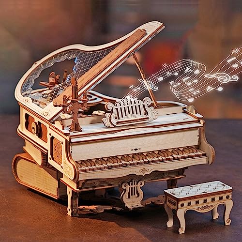 RoWood 3D Puzzles for Adults,DIY Music Box Gifts,Wooden Magic Piano Model Kits,Mechanical Wooden Puzzles,Music Box for Adults, Friends - Image 1