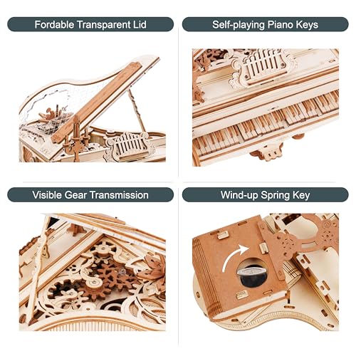 RoWood 3D Puzzles for Adults,DIY Music Box Gifts,Wooden Magic Piano Model Kits,Mechanical Wooden Puzzles,Music Box for Adults, Friends - Image 3
