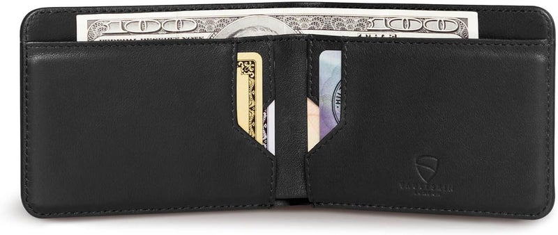 فاولتسكين محفظة Vaultskin MANHATTAN النحيفة المزدوجة الطي من الجلد مع حجب RFID للرجال - حامل بطاقات أمامي بسيط، يتسع لـ 9 بطاقات ونقود، جلد إيطالي فاخر - Image 3