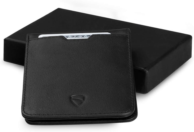 فاولتسكين محفظة Vaultskin MANHATTAN النحيفة المزدوجة الطي من الجلد مع حجب RFID للرجال - حامل بطاقات أمامي بسيط، يتسع لـ 9 بطاقات ونقود، جلد إيطالي فاخر - Image 4