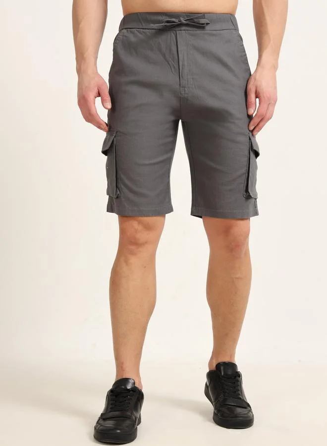 Bushirt Bushirt Grey Cargo Linen Shorts