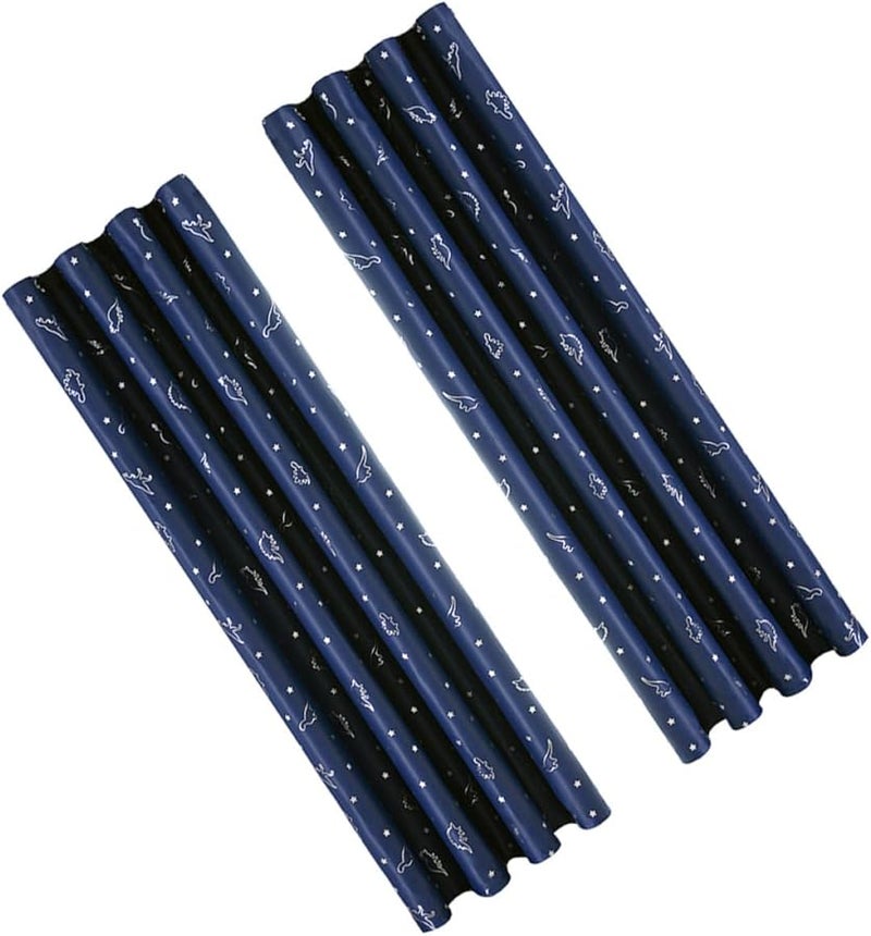 Dinosaur Print Window Curtains Pair 140x260cm Navy Blue Thermal Insulated Room Decor - Image 1