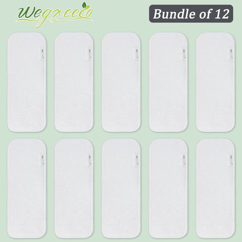 wegreeco Reusable Soft 4 Layers 12 Pack Inserts for Baby Cloth Diaper,High Absorbing Washable Liners - Image 5