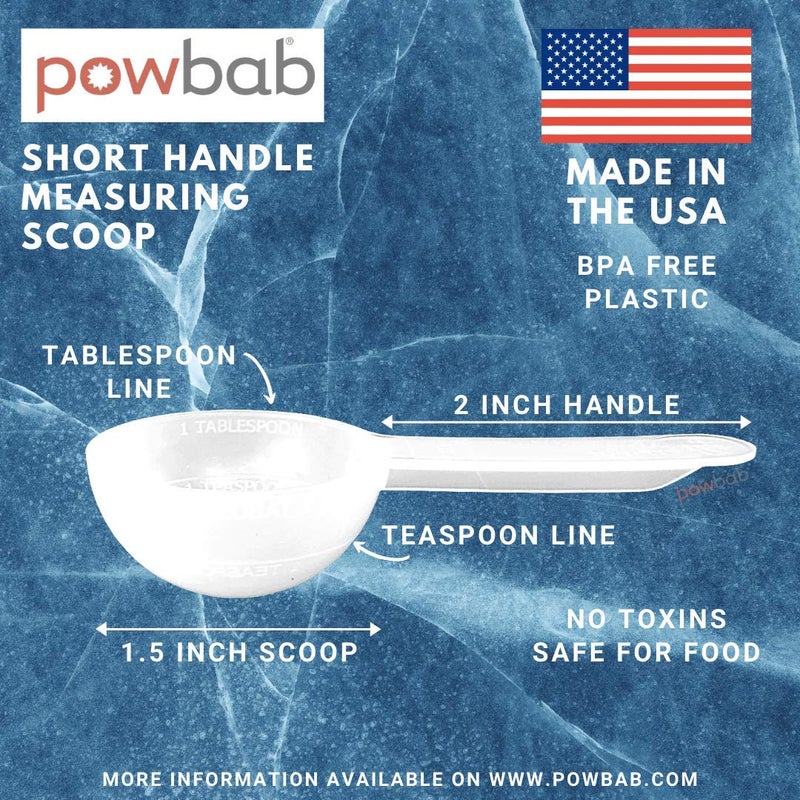 powbab 1 Tablespoon Measure Spoon Short Handle Scoops for Canisters by powbab. Made in USA. Dual Use Powder Measure for 1 Teaspoon up to 1 Tablespoon Scoop. Protein, Spices, Coffee Scoop. BPA Free (25 count) - Image 3