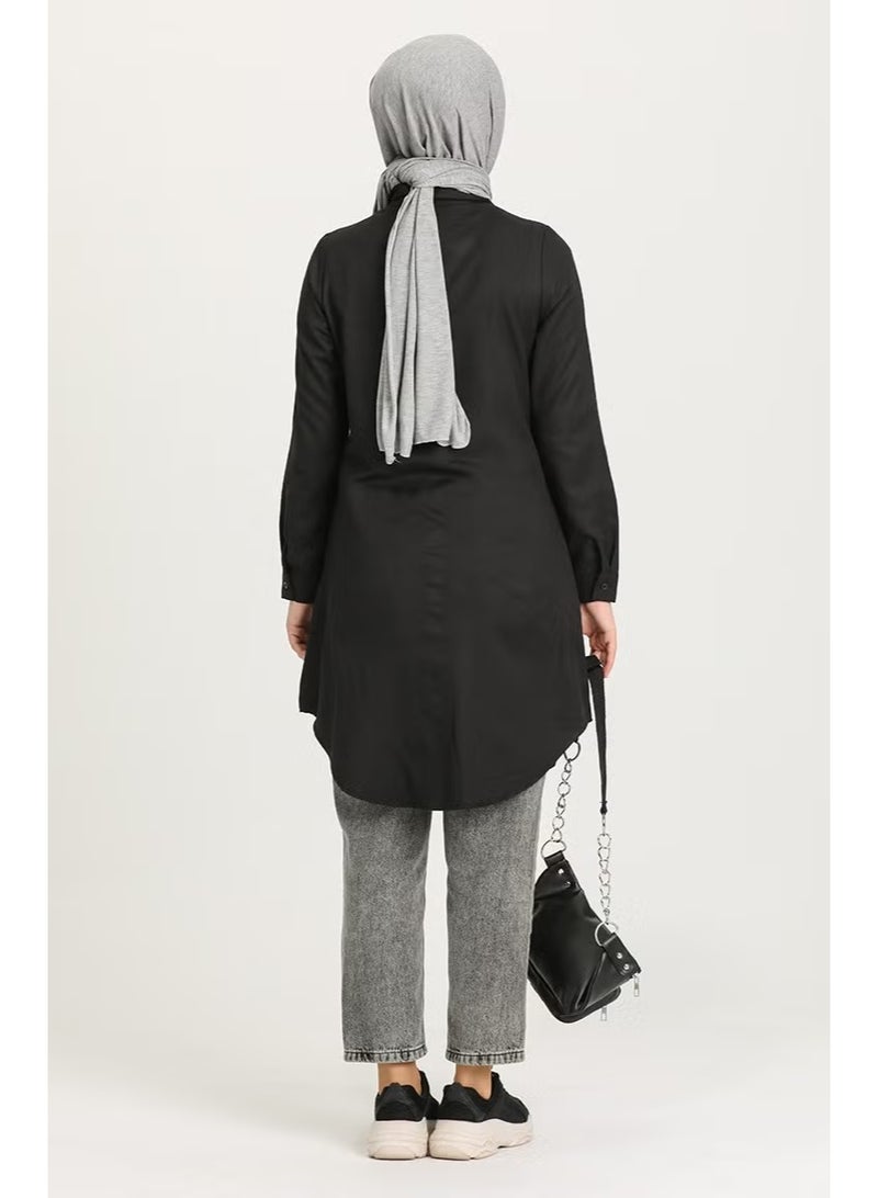 Sefa Merve Pocket Buttoned Tunic 6472-14 Black - Image 3