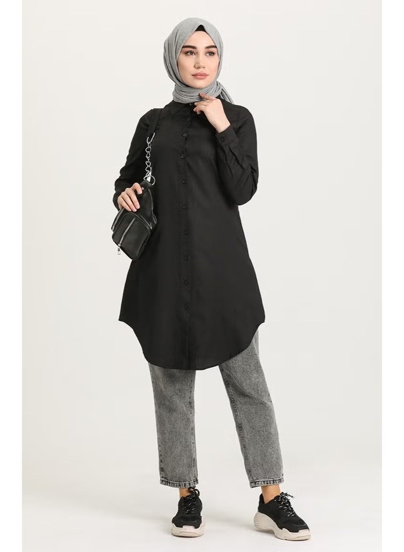 Sefa Merve Pocket Buttoned Tunic 6472-14 Black - Image 2